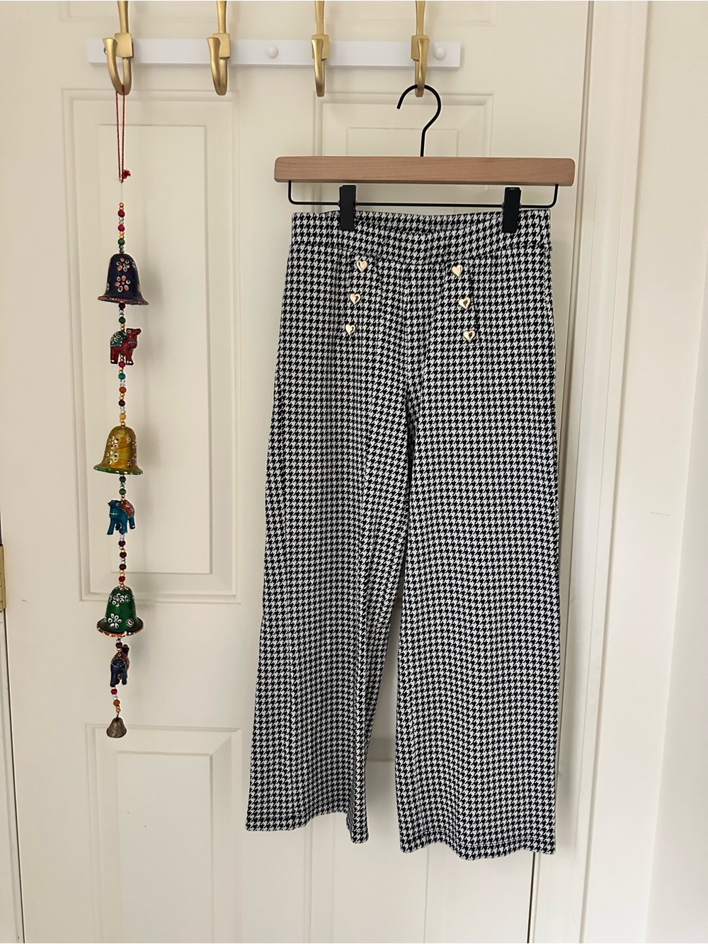 Old Navy Black & White Houndstooth Top with Sailor Details